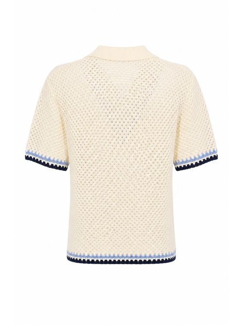 Polo Pixie in crochet con ricami marini Mc2 Saint Barth | PIX000100256L